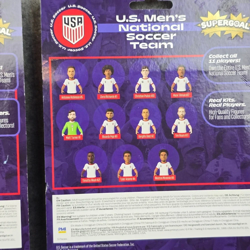 PMI USMNT Soccer Action Figures 10 Pack Pulisic McKennie Weah White Supergoal